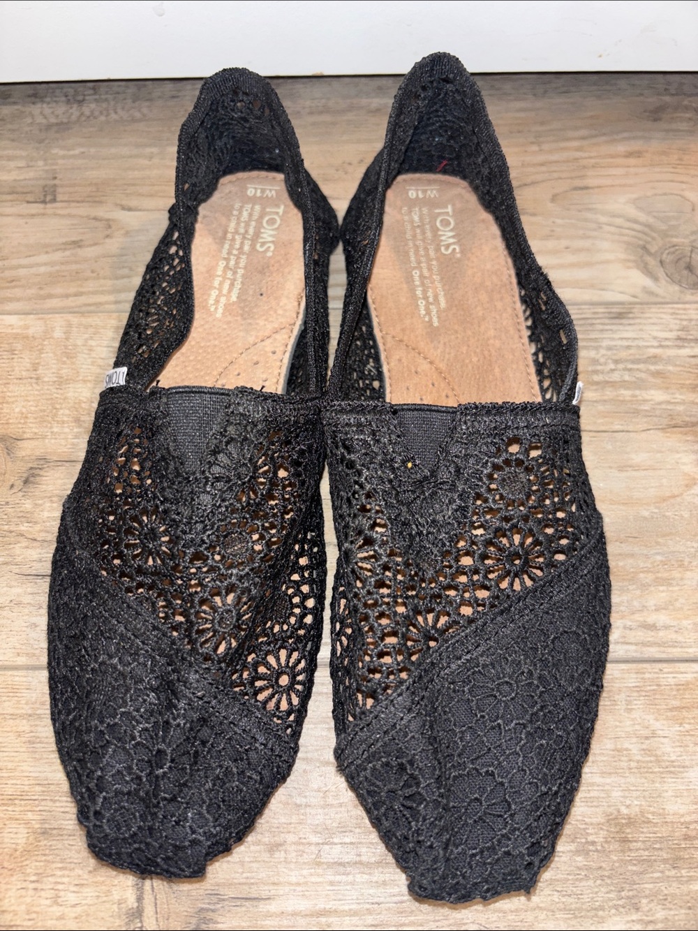 TOMS Black Crochet Slip-On Flats